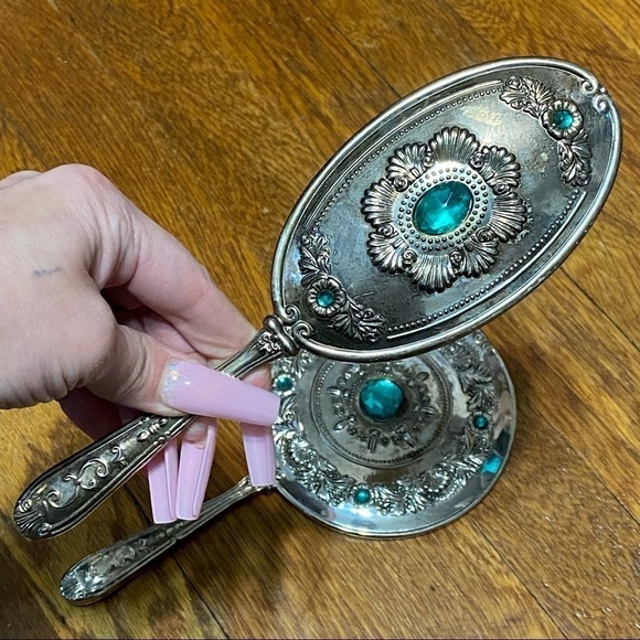 Godinger silver plate Vintage brush and mirror set main image 7